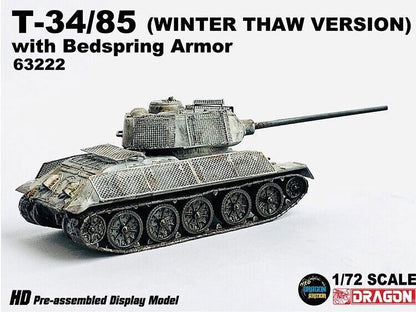 1/72 Dragon T34/85 Winter Thaw Version With Bedspring Armor Tank 63222 Model