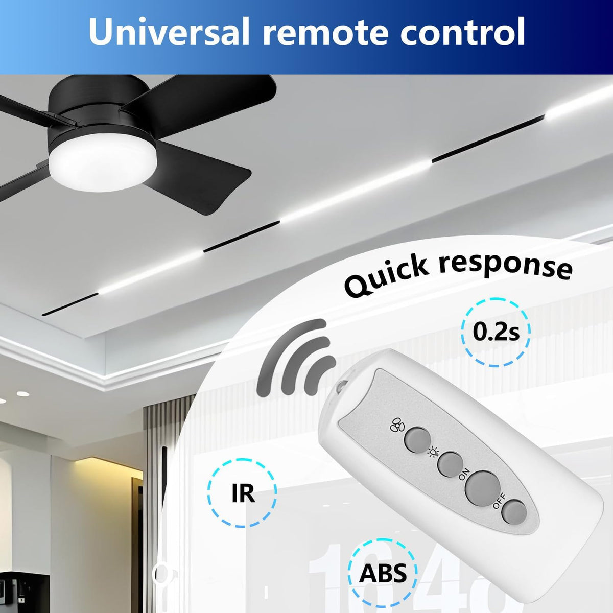 Replacement Remote Control for Ceiling Fan,Compatible with Bell+Howell Socket Ce