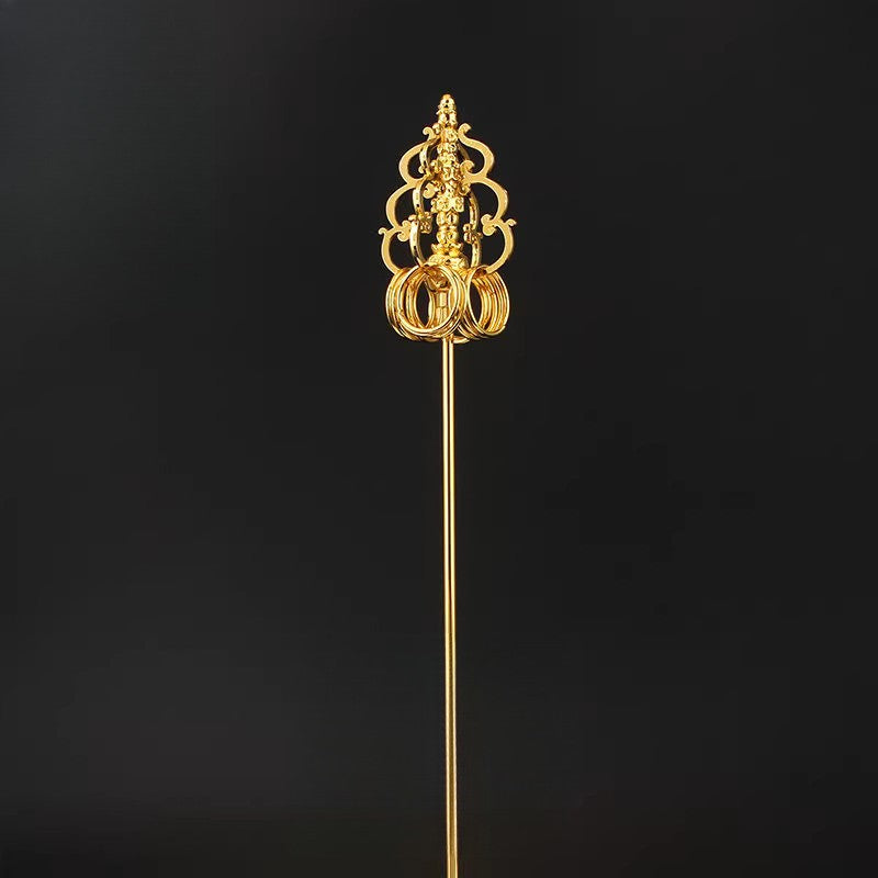 14Cm Ksitigarbha Buddhist Monk Staff Sceptre Wand Buddhism Hand Accessories