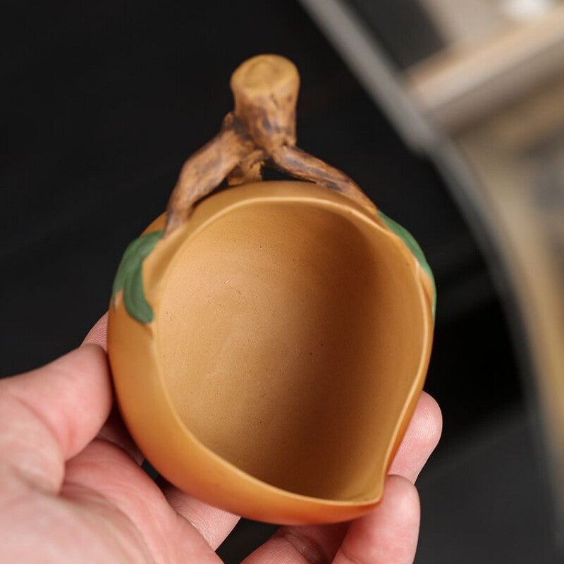 Longevity Peach Design Tea Cup Real Yixing Zisha Duan Clay Master Cup 3.4oz New
