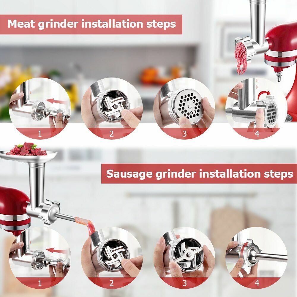 Food Grinder Attachment Slicer Shredder Meat Stuffer Kitchen Stand Mixer Alloy