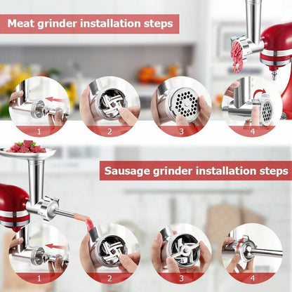 Food Grinder Attachment Slicer Shredder Meat Stuffer Kitchen Stand Mixer Alloy