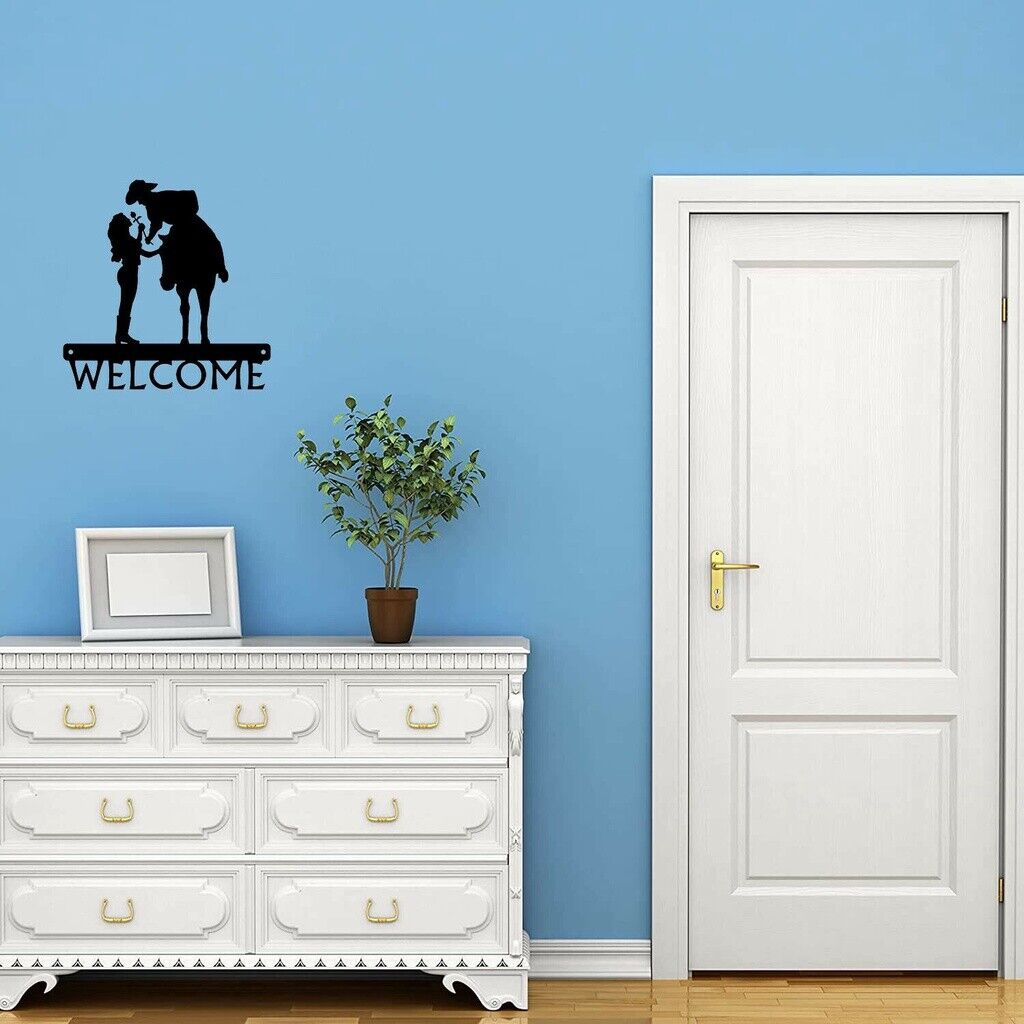 Romantic Couple Welcome Sign Metal Pretty Artwork Wall Stickers Shape Decoration