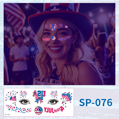 USA Party Neon Dance Glow Fluorescent Face Stickers Tattoo Stickers160*65mm
