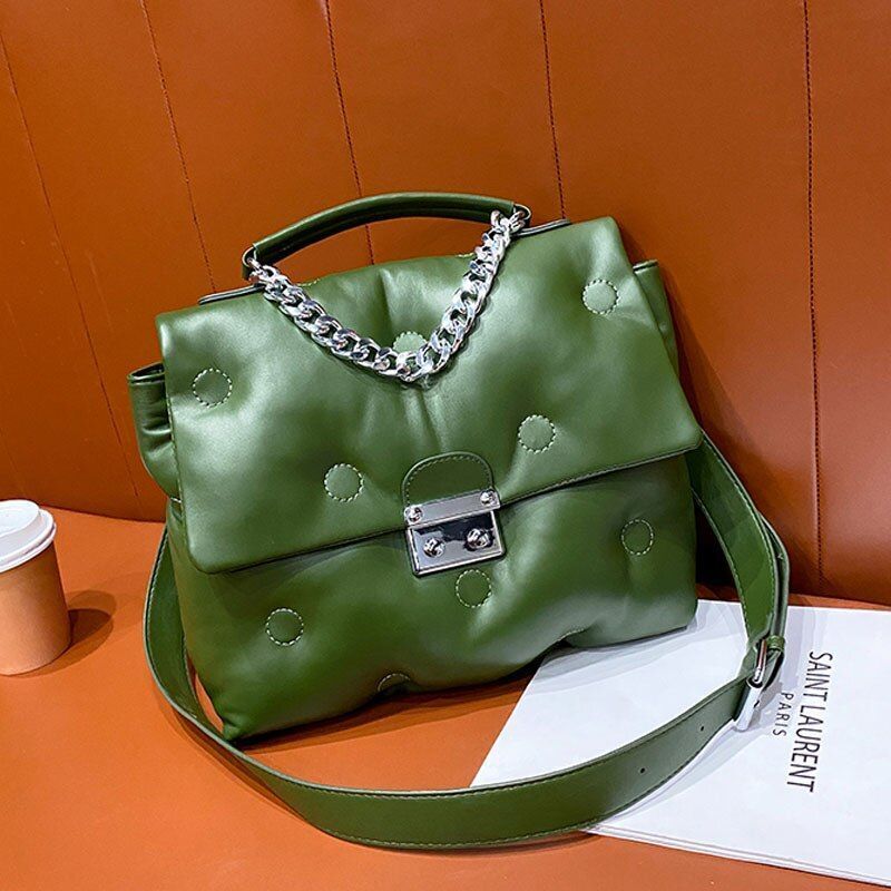 Shoulder Crossbody Bag Padded Tote Purse Handbag Cotton 30*24*8 CM Chain Handle
