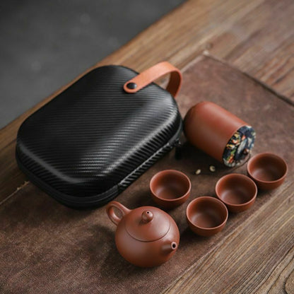 Chinese Clay Teapot Set Tea Ceremony Cups Outdoor Travel Gaiwan Kung Fu Teacup