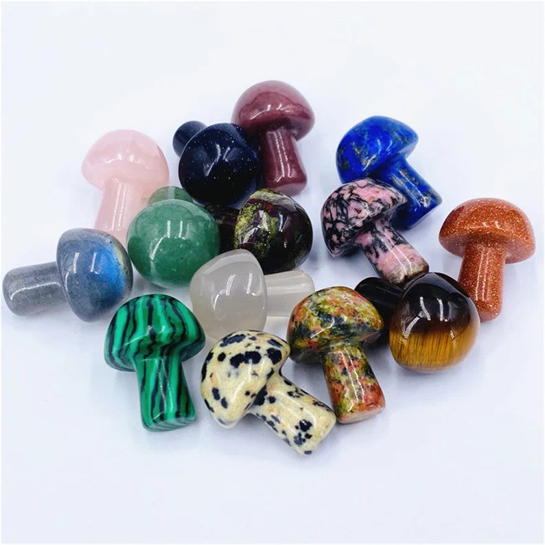 Mini Crystal Mushrooms Agate Stones Natural Quartz Gem Crystal Healing