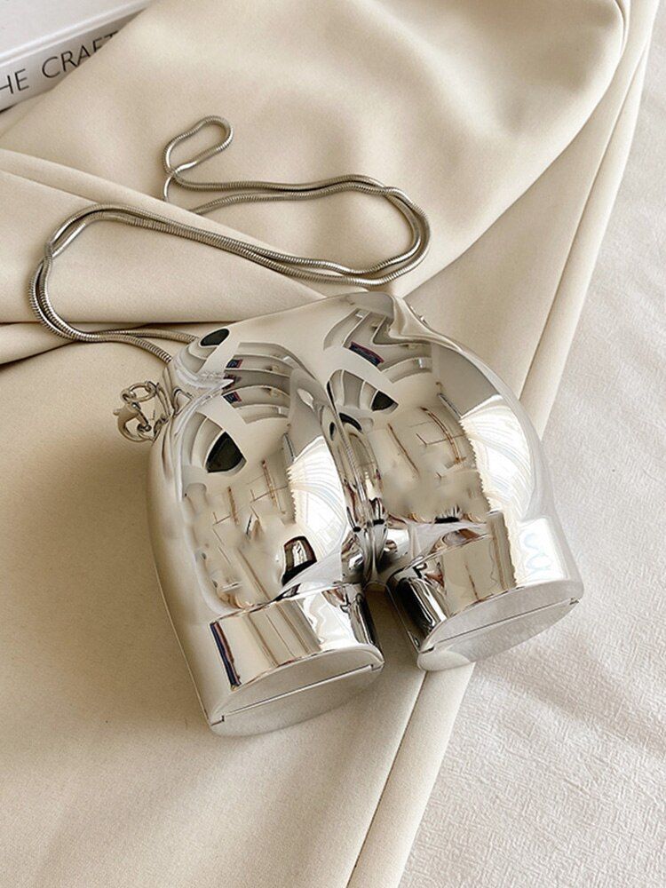 Women Bag Metallic Shoulder Bag High Quality Chain Messenger Bags Purse Ladies