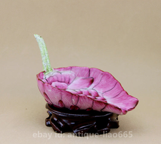 6.7" Chinese Famille-rose Porcelain Lotus Flower Tea Shovel Tea-things