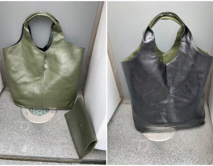 Shoulder Bag For Women PU School Work Business Bag Female Double Side