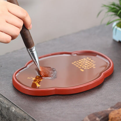 True Yixing Zisha Tea Tray Dahongpao Clay Handmade Drawings Tea Plate For Pot