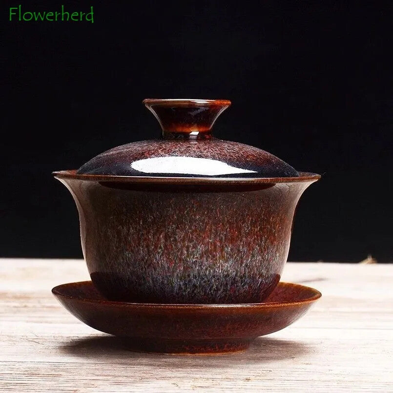 160ml Ceramic Kung Fu Tea Set Kiln Change Gaiwan Tea Bowl Tea Cup Home Tea Maker
