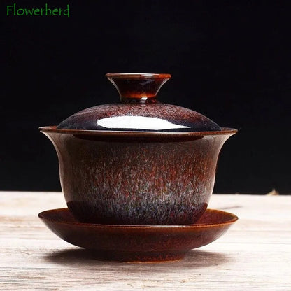 160ml Ceramic Kung Fu Tea Set Kiln Change Gaiwan Tea Bowl Tea Cup Home Tea Maker