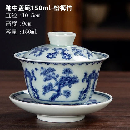 150ml Exquisitely Ceramic Gaiwan Chinese Hand-painted Kung Fu Tea Cup Tea Bowl