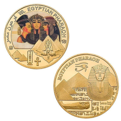 Commemorative Challenge Coins Egyptian Pharaoh Gold Plated Craft Souvenir 1.57in