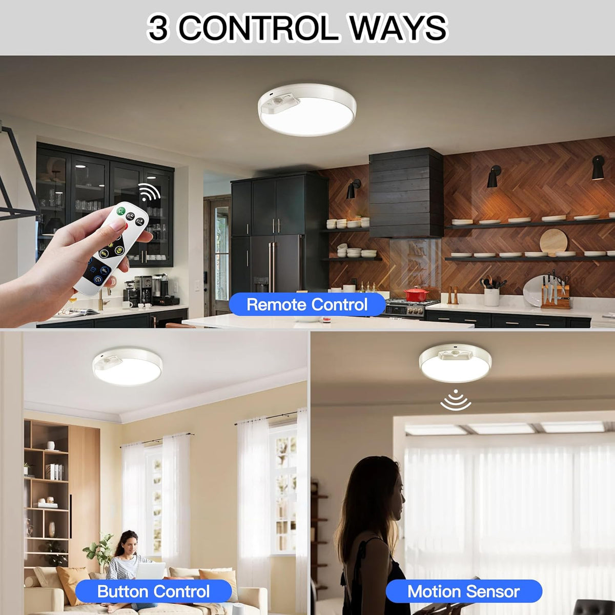 Newly Upgraded Rechargeable Ceiling Light – 8000Mah Battery-Operated Wireless Mo