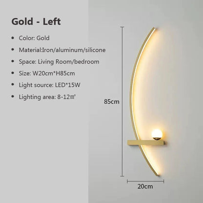 LED Wall Lamps Modern Black Gold Interior Nordic Art TV Home Decor Sconce Lights