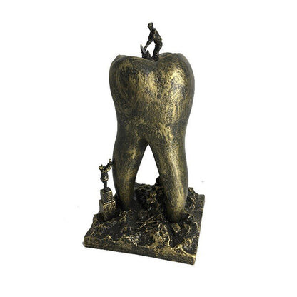 Creative Sculptures Teeth Artware Dental Clinic Crafts Toys Resin Metal 9x9x18cm