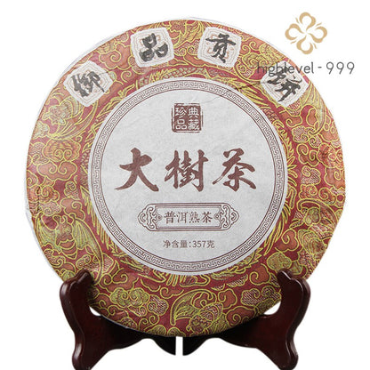 357g 2019 High Mountain Big Tree Pu'er Ripe Tea Cake Imperial Tribute Spring