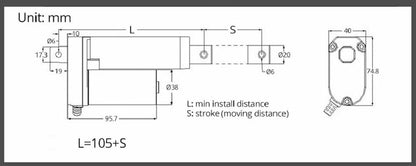 12V Linear Actuator 50mm 100mm 150/200mm Stroke Drive Electric Motor Controller