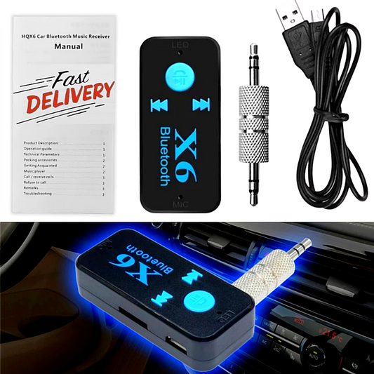 X6 Wireless Bluetooth 4.1 3.5mm AUX Audio Stereo Music Car Receiver Adapter Mic