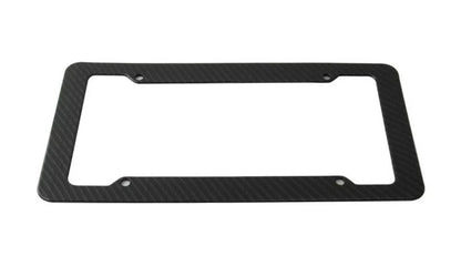Black Car Carbon Fiber License Plate Frame Cover Front & Rear Universal USA Size