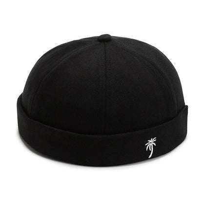 Men Retro Brimless Hat Skull cap Sailor Cap Beanie Rolled Cuff Adjustable