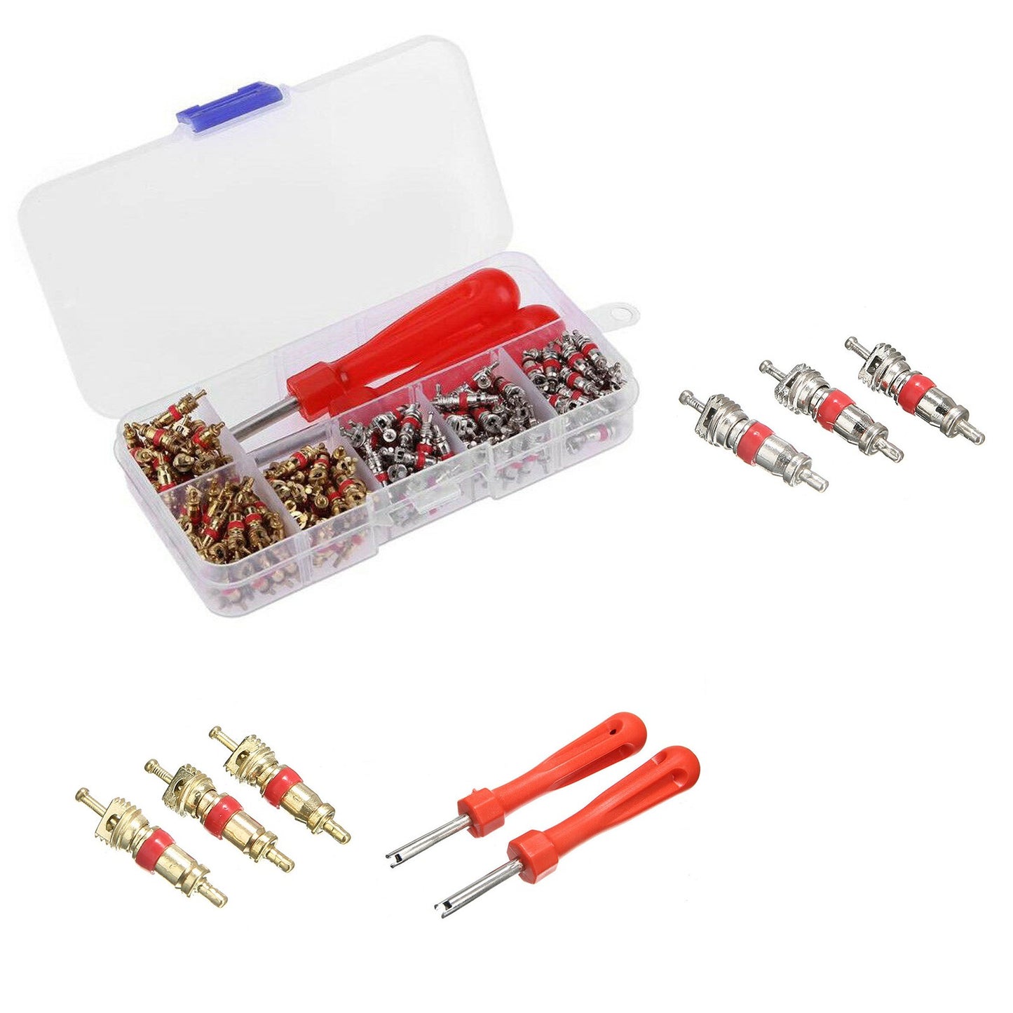242PCS Car A/C Air Conditioning R134a Valve Core Assortment Remover Tool Kit H