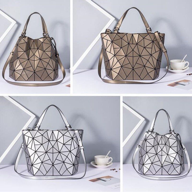 Hologram Bag Frosted Matte Crossbody Purse Bucket Bag Geometric Shoulder Handbag
