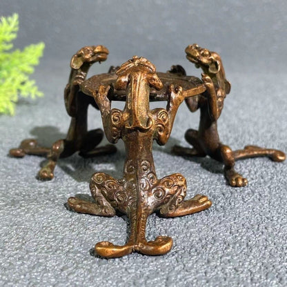 Chinese Vintage Pixiu Dragon Bronze Teapot Lid Rest Candlestick Ornament