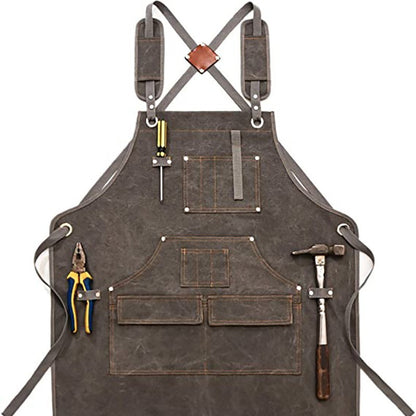 Multi-Pocket Canvas Apron Fits Woodworker Aprons, Mechanic & DIY Enthusiast