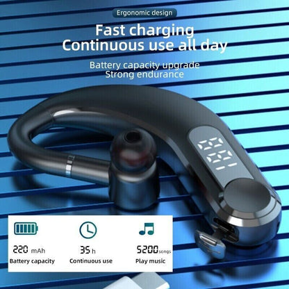 Trucker Wireless Bluetooth 5.2 Earpiece Headset Mic Earbud Noise Cancelling +