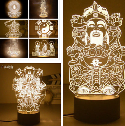 LED Night Light USB Buddha Lamp Shurangama Mantra Heart Sutra Attract Wealth