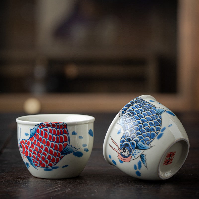 Dragon Fish Cup Single Cup Wood Ash Ceramic Paired Cup Household Tea Cup Tea Set