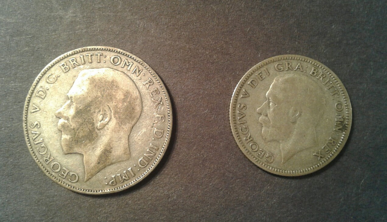 1929 Great Britain 1 Shilling & 1923 One Florin 2 Silver Coins 乔治五世古银币