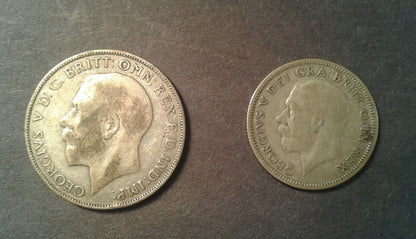 1929 Great Britain 1 Shilling & 1923 One Florin 2 Silver Coins 乔治五世古银币