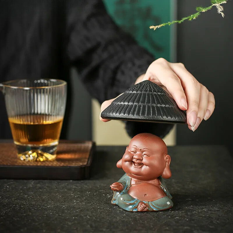 Creativity Purple Clay Tea Pet Ornaments with Tea Strainer Monk Buddha Figurine