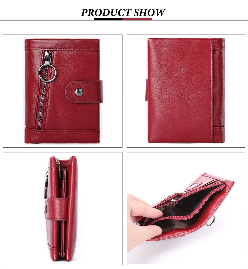 RFID Blocking Wallet Genuine Leather Purse Credit Card Holder Zipper Clutch Bags