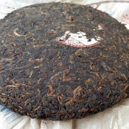 400g 2007 Old Zhongcha Brand 6261 Pu'er Tea Ripe Tea Cake Yunnan Qizi Cake Tea