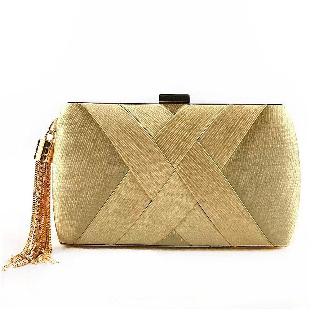Wallet Stylish Multi-Color Bag Evening Golden Tassel Wedding Clutch Silk Handbag