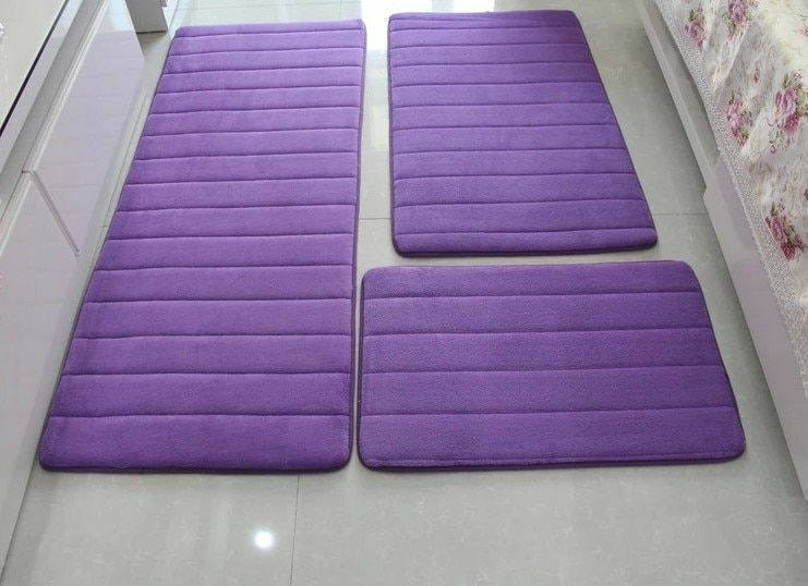 3Pcs/Set Memory Foam Bath Mat Modern Floor Anti-Slip Bathroom Rug Kitchen Carpet