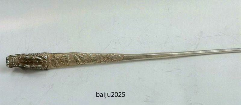 Collection Old Chinese Tibet Silver Hand-Made Dragon Hairpin Hair Decoration