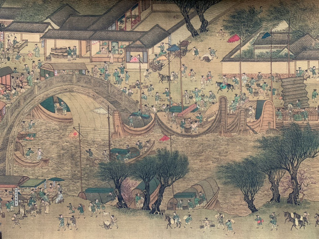 Vintage Antique Chinese Scroll Ming Qiu Ying Qingming Shanghe Tu Xuan Paper