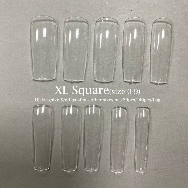 False Nail Tips 240Pcs XXL Square Full Covers Luxury Gel Press On Manicure Tools