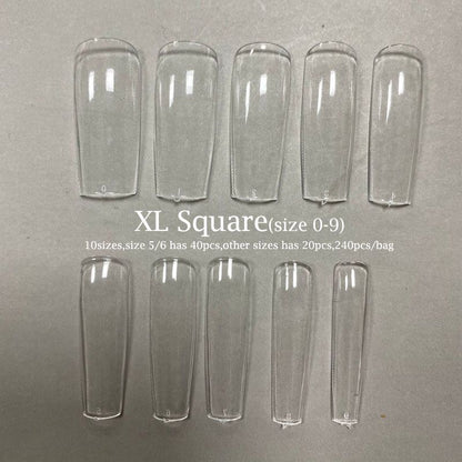 False Nail Tips 240Pcs XXL Square Full Covers Luxury Gel Press On Manicure Tools