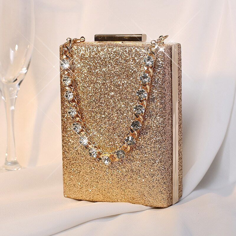 Handbags Ladies Clutch Bag Women Purses Rhinestone Handle Shape Bag