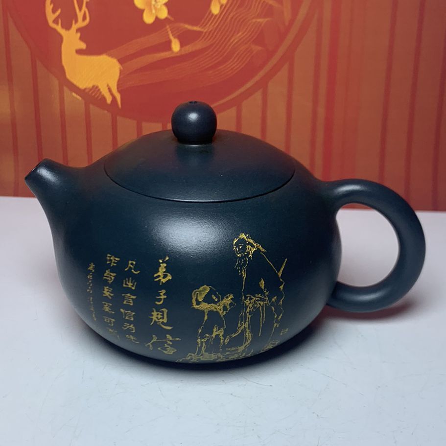 Vintage Chinese Yixing Purple Clay Teapot Zisha Ceremony Figure Story Teaware