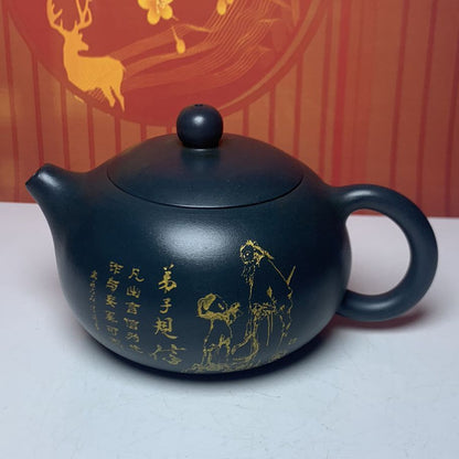 Vintage Chinese Yixing Purple Clay Teapot Zisha Ceremony Figure Story Teaware