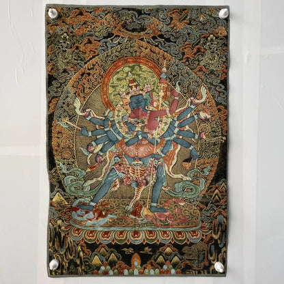 35" Tibetan Buddhism Embroidery Chakrasamvara Buddha Thangka Worship Hall