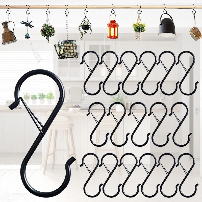 Hanging Hooks 10-100Pcs Metal S-Shaped Hanger Heavy Duty Clasp Pot Storage Rack